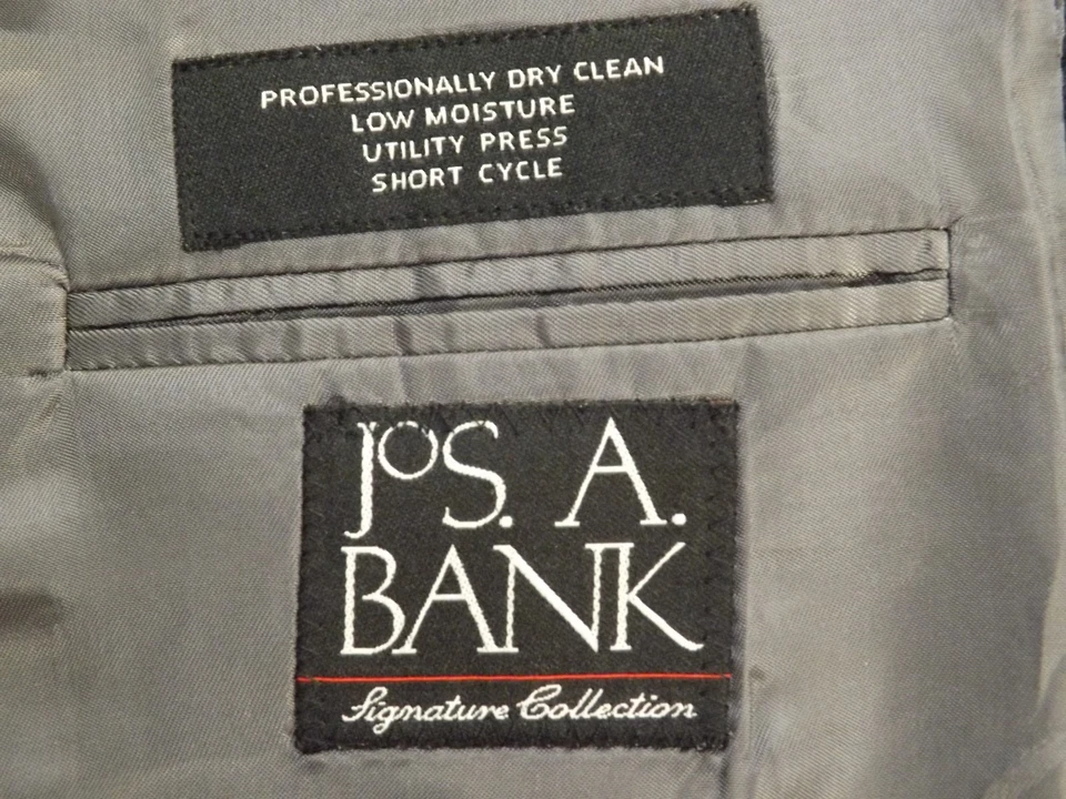 Traje Jos A Bank 46R 38x30 Azul Marino Rayas 100% Lana Plisado Pantalón Firma 2Btn Foto 4 de 4