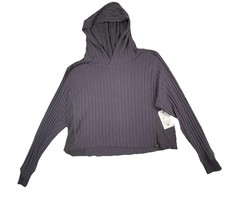 Billabong Hoodie Womens Medium Gray Cozy Ribbed Cropped Beachy Soft NEW