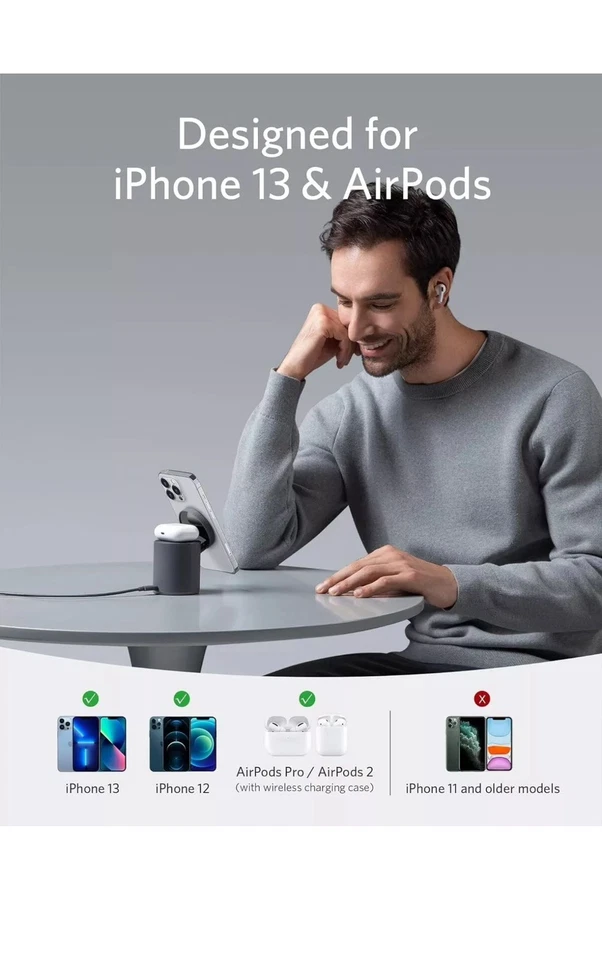 Anker Magnetic Wireless Charger, 623 MagGo 2-in-1 Charging Station with 20W USB- - Image 3 of 4