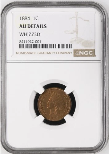 1884 1C Indian Head Cent - NGC AU Details - Whizzed - Free Shipping