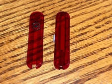 PreOwned Lot of 3 Kits Victorinox 58mm HANDLES in TRANS RUBY RED for SIGNATURE