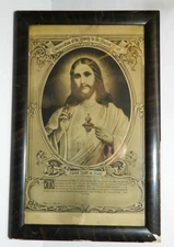 RARE Antique Print CONSECRATION OF THE FAMILY SACRED HEART of Jesus Antique Holy
