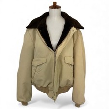 Vintage Faux Fur Collar Lined Women's XL Long Sleeve Front Zip Barn Chore Jacket