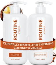 Routine Wellness Anti-Thinning Shampoo & Conditioner Coconut& Vanilla 2 PACK NEW