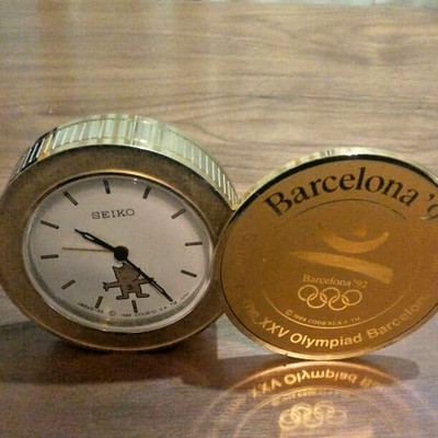 SEIKO置時計(バルセロナオリンピック コビーモデル) Seiko Barcelona 1992 Olympic Cobi Travel Alarm Clock QQ936 Quartz