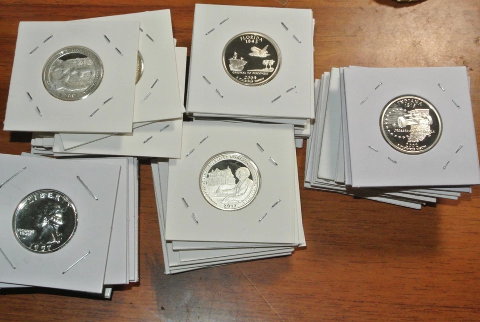 55 SILVER STATE, LATE DATE AND 50/60'S SILVER PROOF QUARTERS - 90% Silver - Image 2 of 4