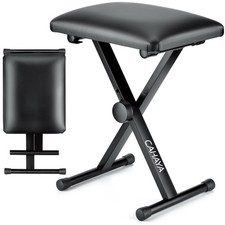 Keyboard Bench X-Style Height Adjustable 16.3-19.6in Padded Cushion Piano Sto...