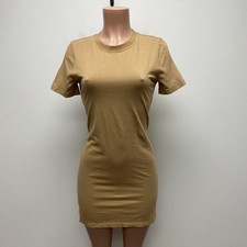 Alice + Olivia Tie Waist Mini T-Shirt Dress Brown Cotton Stretch Short Sleeve XS