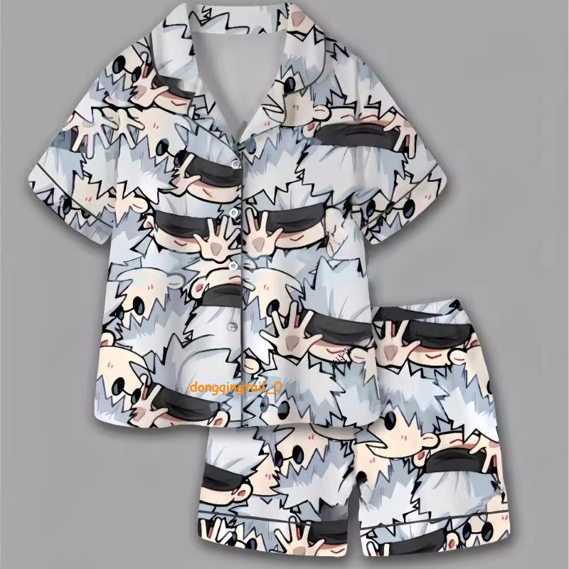 Anime Jujutsu Kaisen Gojo Satoru Verano Camisas Cortas Pantalones Cortos Conjunto Pijama Regalo