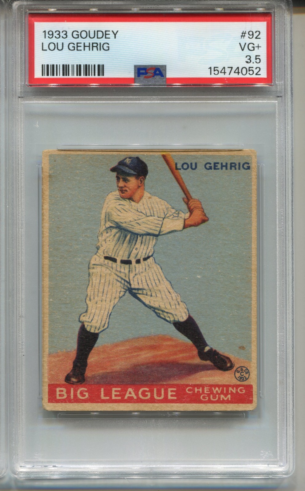 1933 Goudey Lou Gehrig Rookie Card PSA 3.5 Graded Baseball #92