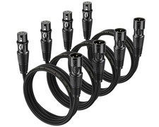 4 Pack 1.5 Ft XLR Cables Male to Female 3Pin Balanced Shielded Mic Cord