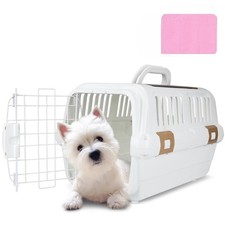 Hard-Sided Plastic Dog and Cat Kennel,Two-Door Pet Carrier, Plastic Wire Door...
