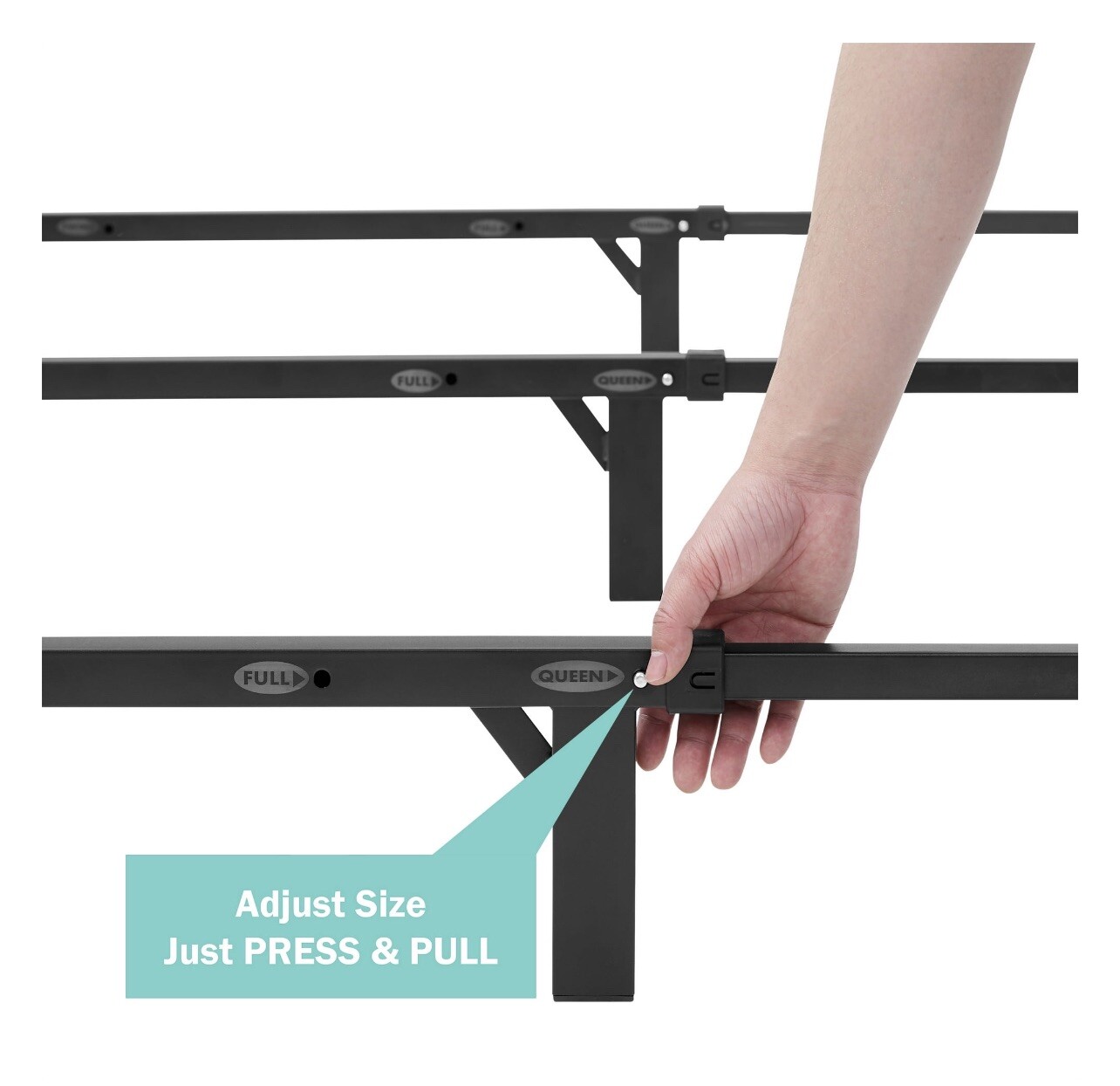 “NEW” Mainstays 7" Adjustable Metal Bed Frame, Black, Adjusts Twin