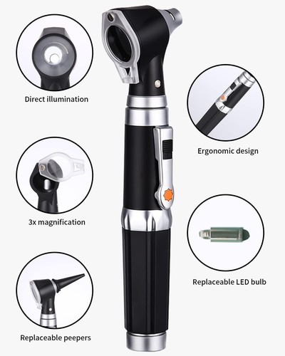 Otoscopio Professionale Con Luce Led Con Ingrandimento 3x E 8 Punte - Foto 4 di 7