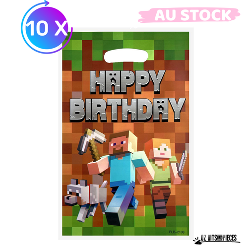 10 PCS Minecraft Party Bags Birthday Supplies Loot Goodie Bags Party