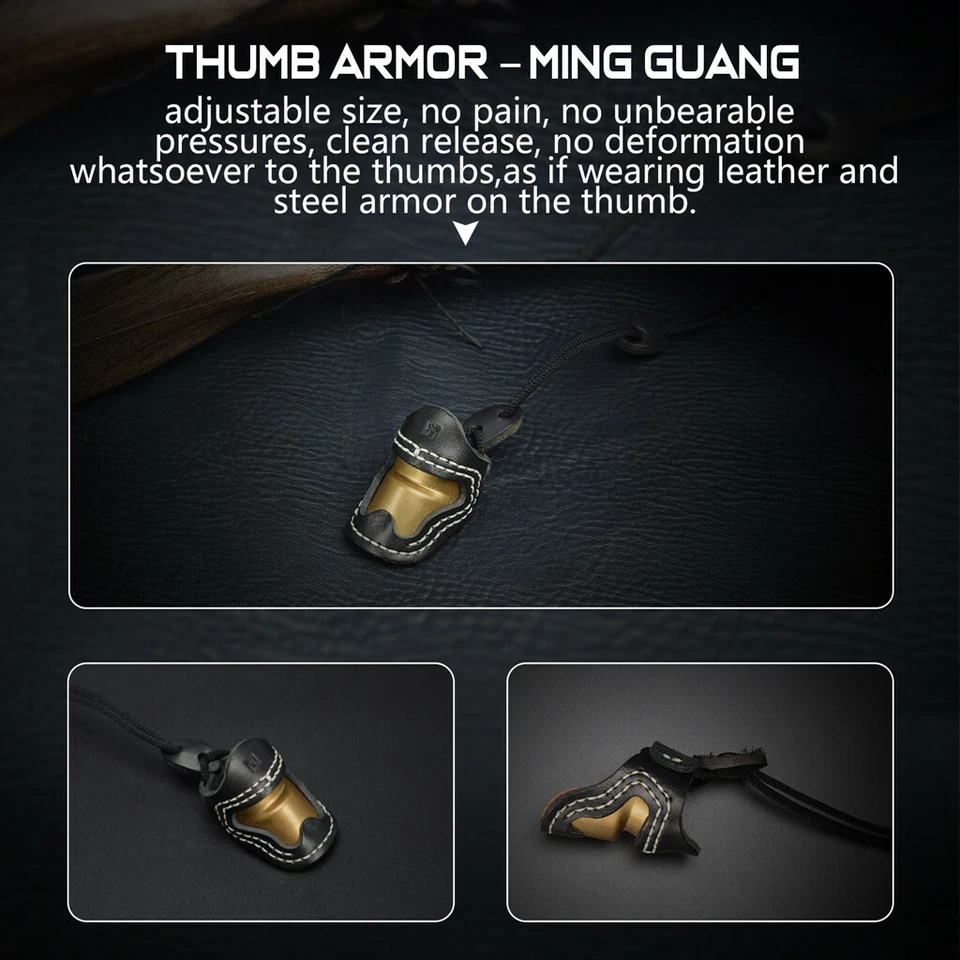 Archery Thumb Ring Mongolian Leather Finger Guard for Hunting Target Recurve Bow - Image 4 of 4