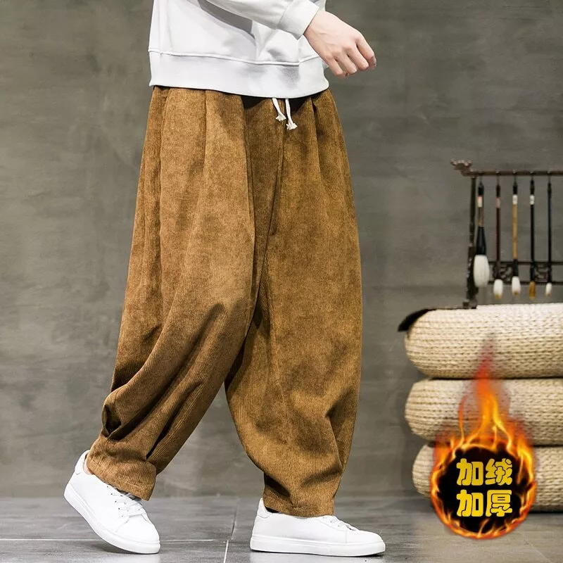 2023 Men's Winter Solid Wool Corduroy Pants Fashion Plus Size Casual Pants