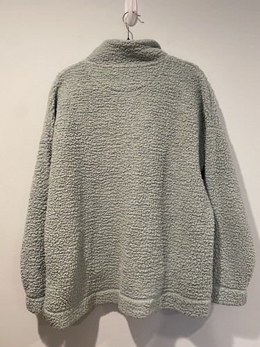 Aerie Jacket Women Medium Light Green Pull Over Button Fleece Pockets Loungewear - Picture 2 of 7
