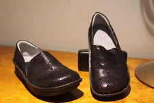 Alegria Debra DEB-762 Black Metallic Circles Leather Clogs Shoes EUR Size 39