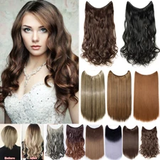 16-24" Hidden Invisible Wire Hairpiece Secret Miracle Real Thick Hair Extensions