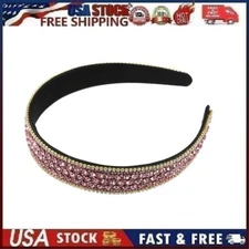 VOCOSTE 1.0 Inch Wide Rhinestone Headband for Women, Pink
