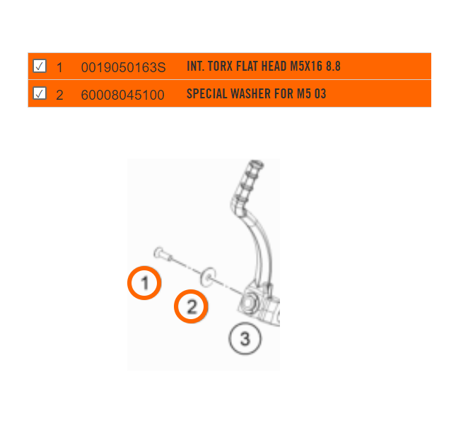 パーツ KTM 50sx NEW OEM KTM KICKSTARTER SCREW & WASHER KIT 50 SX MINI SXS 2009