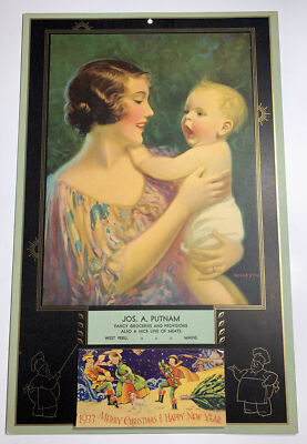 Eggleston Art Deco Calendar Pretty Girl Pin Up West Peru Maine￼ Mother Child