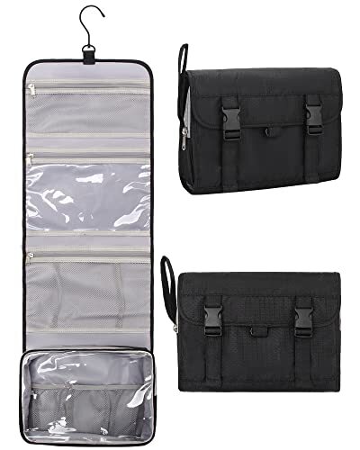 Men Women Large Travel Hanging Toiletry Bag Shaving Kit 001-Black