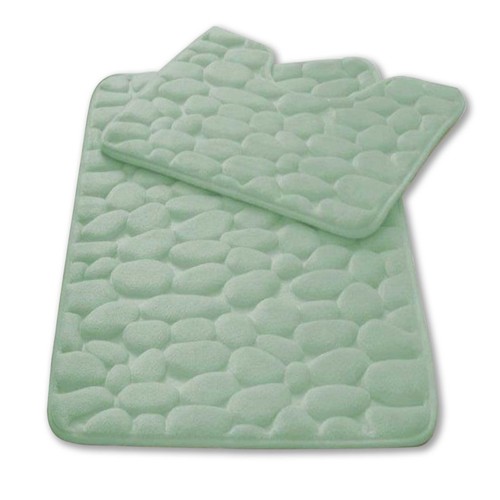 Diamond Bath Mat Set Pedestal Non Slip Super Soft Toilet Bathroom Rug 2 Pieces - Picture 16 of 19