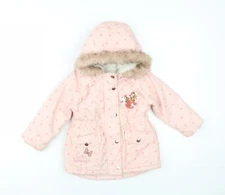 Disney Girls Pink Polka Dot Parka Coat Size 18-24 Months Zip - Minne Mouse