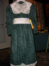 Vintage 80s Ruth of Carolina Girls Green  Ivory Dressy Dress Size 7