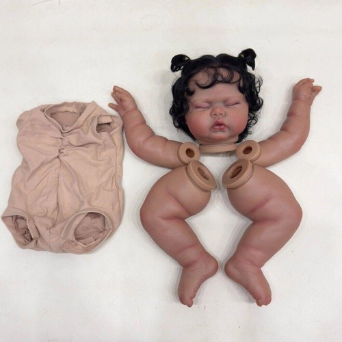 24inch Painted Reborn Doll Dark Skin Girl Doll Kit Rooted Hair Body Pickle Gift - Picture 4 of 6