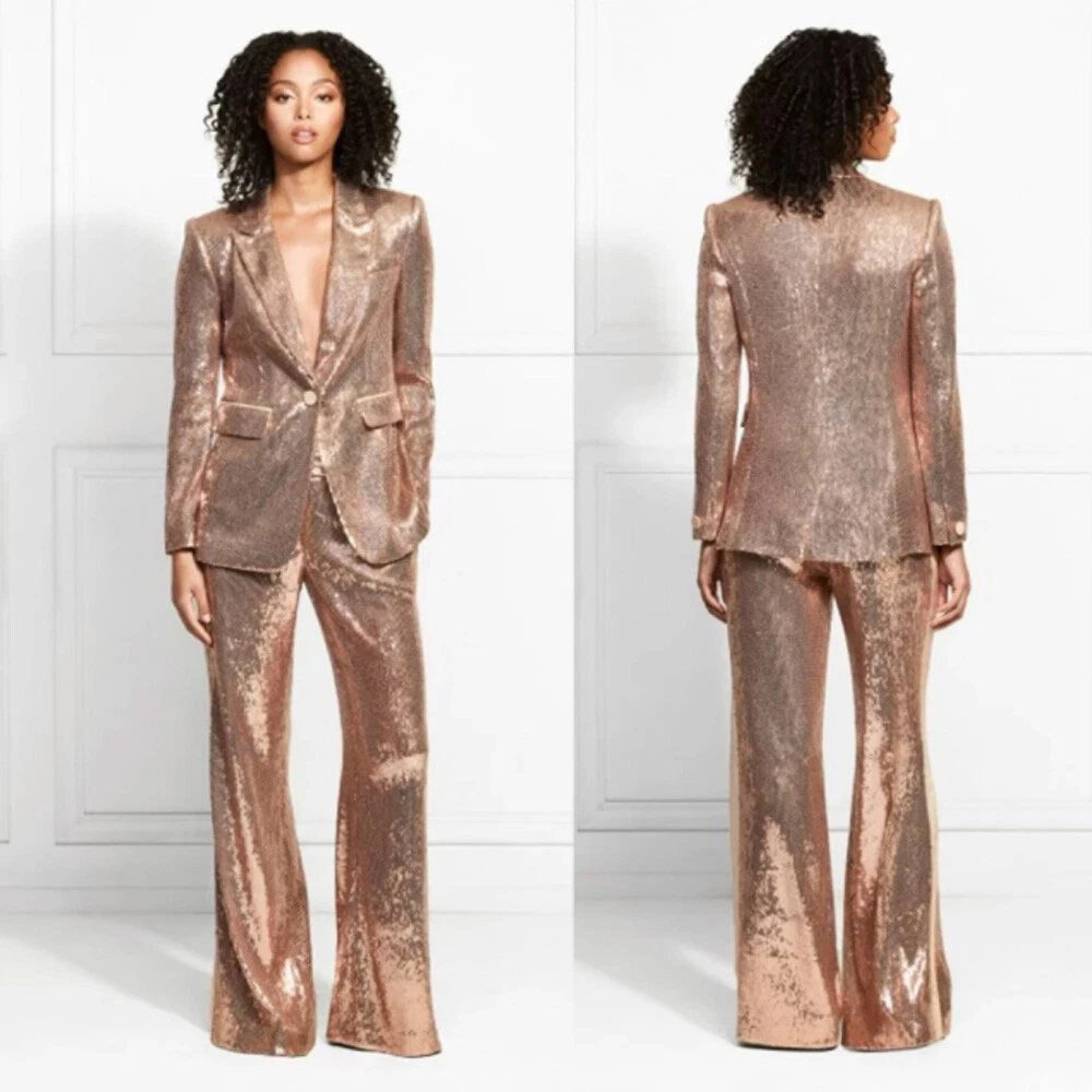 Glitter Gold Women Suits Prom Gowns Bling Bling Sequins Wedding Party  Outfits | eBay