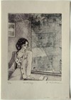 Japanese Modern Limited Edition Etching Print by Ryoko Hirone Titled Secretary — photo 1