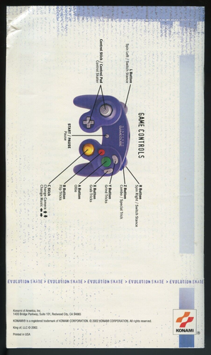 Evolution Skateboarding Nintendo GameCube Instruction Manual Only (No Game) - Picture 2 of 2
