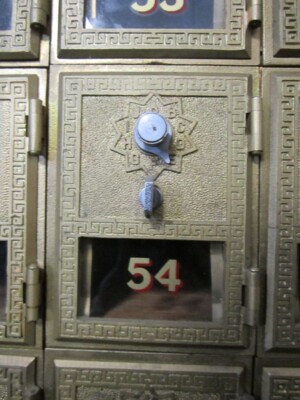 Grecian Style Post Office Box Door with Combination (Single Door) Numbered 54