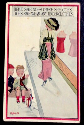 Postcard Boy Says Here She Goes There She Goes Does She Wear Any Underwear #k1
