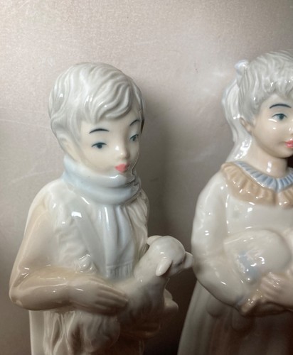 3 Sango spain pottery figurines girl and doll or baby, boy with lamb pastel - Picture 4 of 10