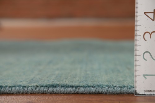 Handmade Gabbeh Solid Design Wool Modern Rug - Blue" 3x5 ft - Picture 12 of 13