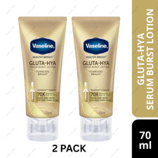 2 x Vaseline Gluta-Hya Flawless Bright Serum Burst UV Lotion 70ml Dewy Skin