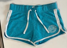 Justice Girls Size 14 Knit Dolphin Shorts Heathered Blue Logo Elastic Waist