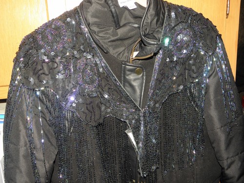 SEQUIN SHAWL WRAP IRIDESCENT BLACK PERFECT WITH DENIM MATCHES EVERY COLOR! GLITZ - Picture 5 of 6