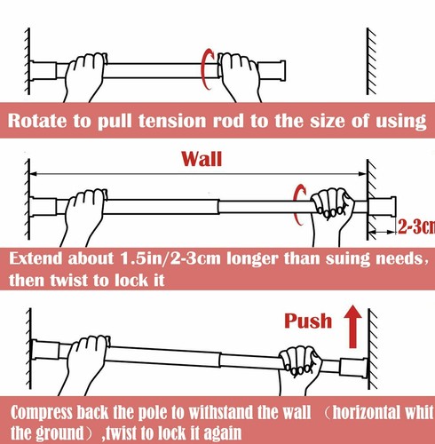 2x 23,5"-43" verstellbare Federspannung Schwerlast Stahl Dusche/Fenster/Schrankstange - Bild 2 von 12
