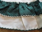 Vintage Single Panel Ruffled Tier Curtain 28"W x 44"L Ivory & Hunter Green
