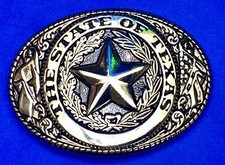 The Great State Of Tx Pride Patriotic Texas Star Flag Ornate Western Belt Buckle