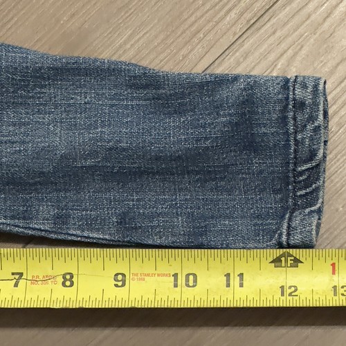 Gap Kids Moto Jacket Girl’s Small Blue Denim Jean Full Zip Long Sleeves - Picture 14 of 18