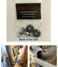 Straplatch Guitar Strap Button Safety Stainless Steel Easy Install Upgrade Pair 