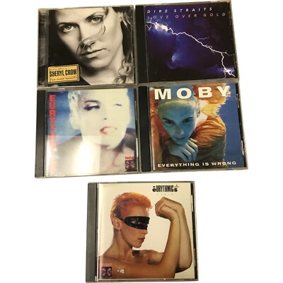 Lot of 5 Rock Pop CDs Dire Straits Bob Seger Moby Eurythmics and Sheryl Crow