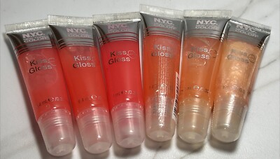 7 New NYC Kiss Lip Gloss Assorted 0.32 OZ Limited Edition No Shade Or Seal