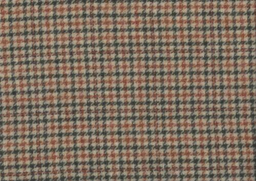 100% Wool Yorkshire Tweed Fabric Beige, Brown & Green Houndstooth Check - Afbeelding 1 van 1